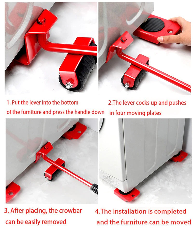 (5 in 1) Heavy Furniture Moving Tool Set - Sofa, Bed, Cabinet & Table Lifter with Sliders | Move Furniture Easily at Home