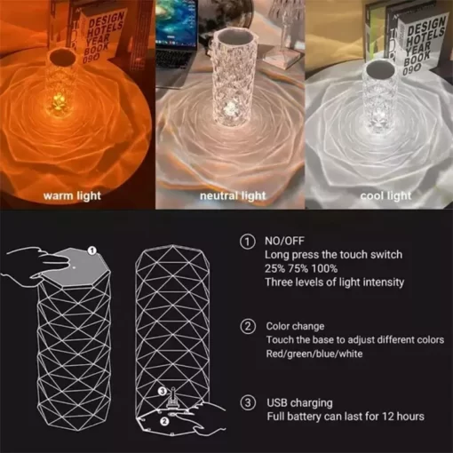 SmartMart® Crystal Lamp Diamond Light Projector 16 Colors Touch & Remote Control SmartMart®